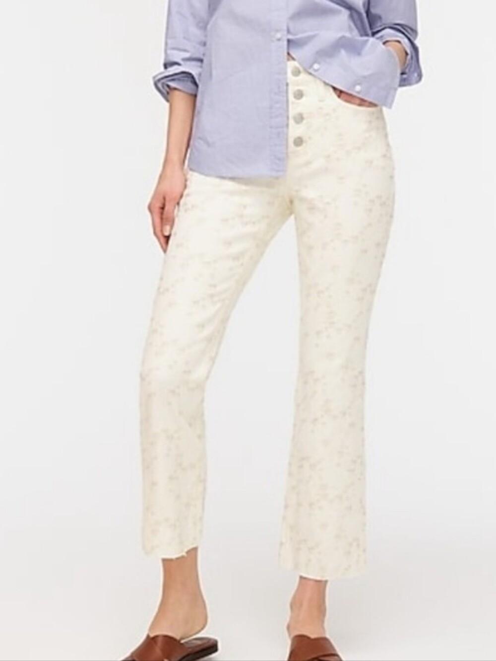 J.Crew Billie Demi Boot Crop Eyelet Jeans  Women's Size 32 Floral Embroidered.